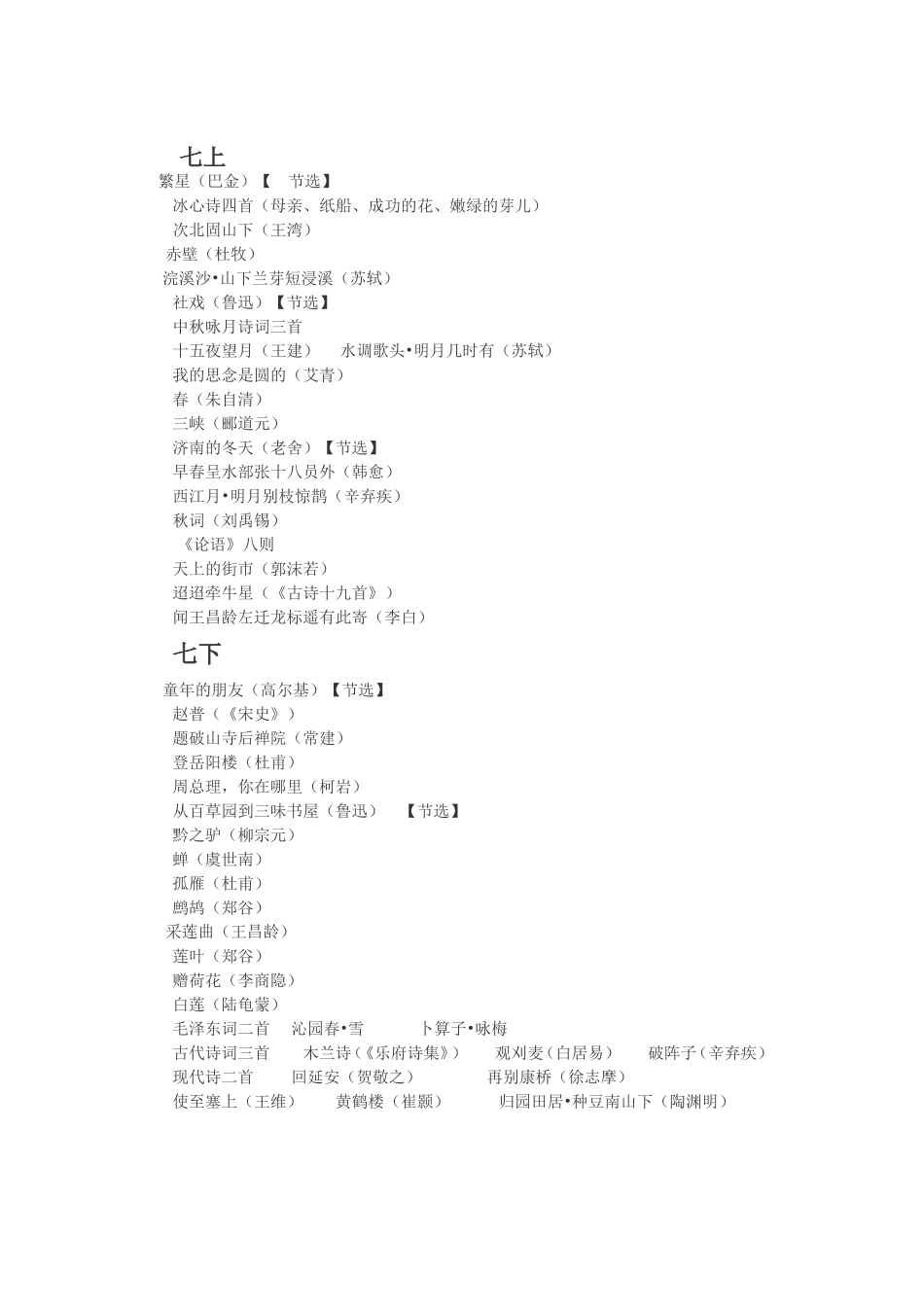 初中语文必备篇目_第1页