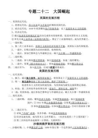 专题复习第二十二专题大国崛起