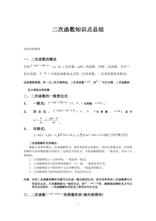 二次函数知识点及其应用的总结