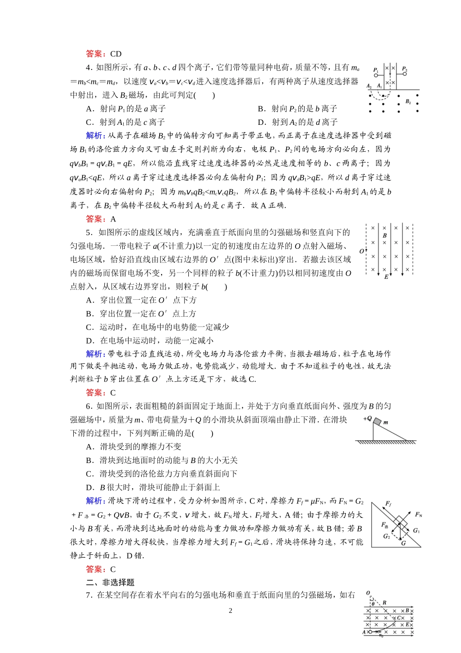 专题　带电粒子在复合场中的运动_第2页