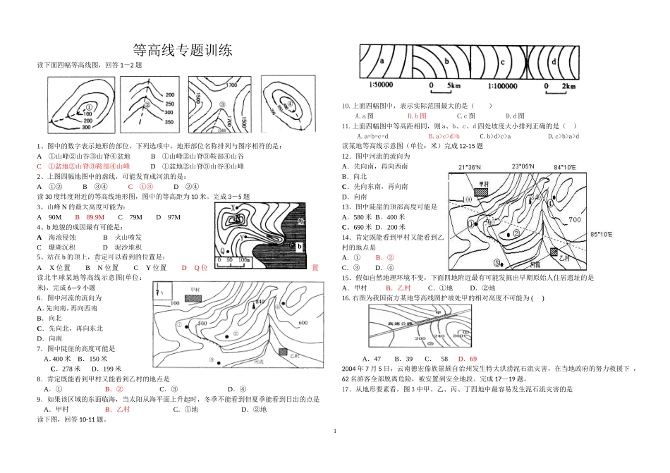 等高线专题训练_第1页