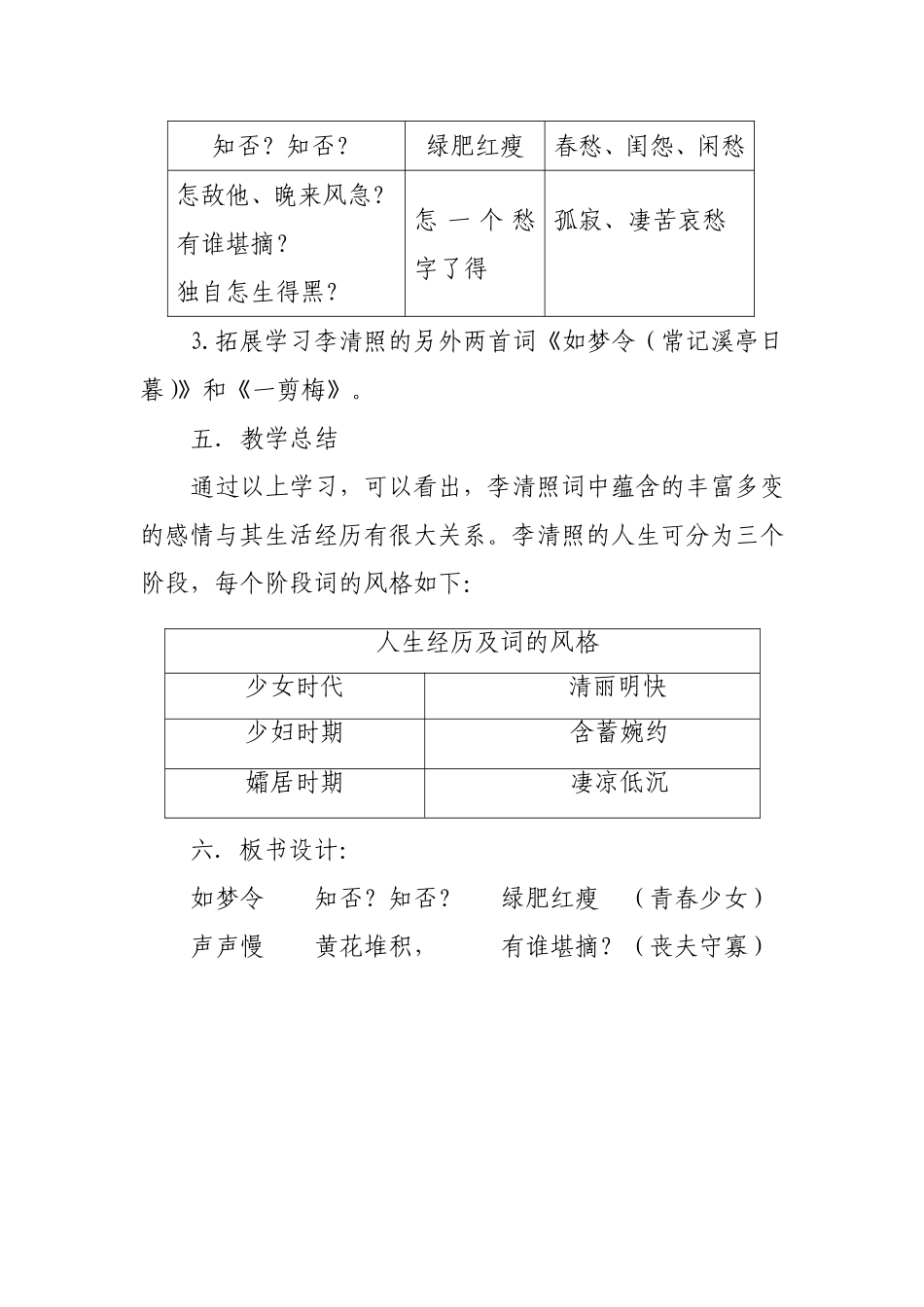 《一问引发万般情——李清照词两首赏析》教学设计_第2页