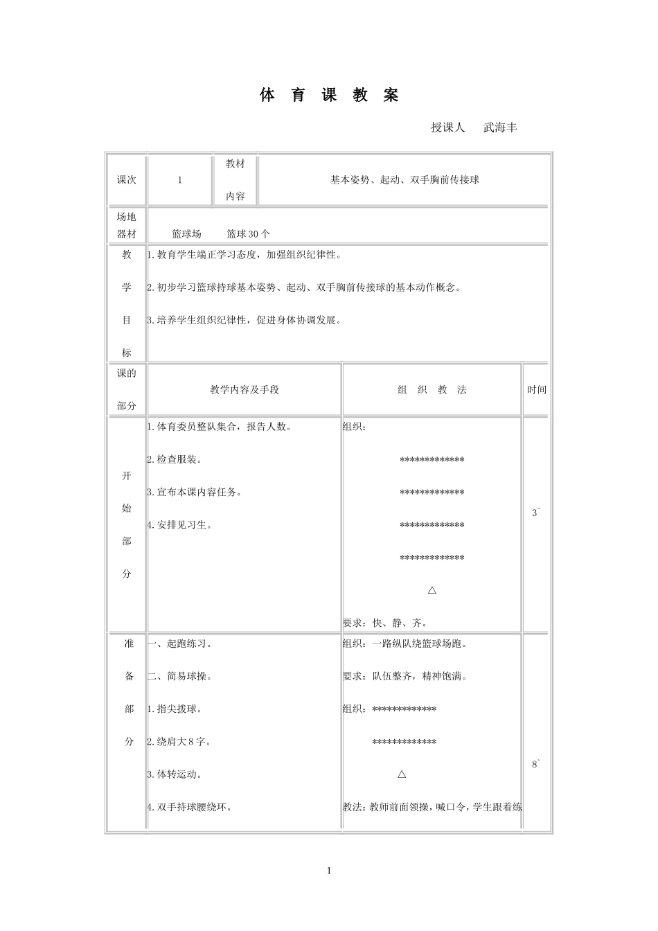 基本姿势、起动、双手胸前传接球_第1页