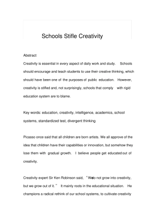 中小学教育扼杀学生的创造力SchoolsStifleCreativity