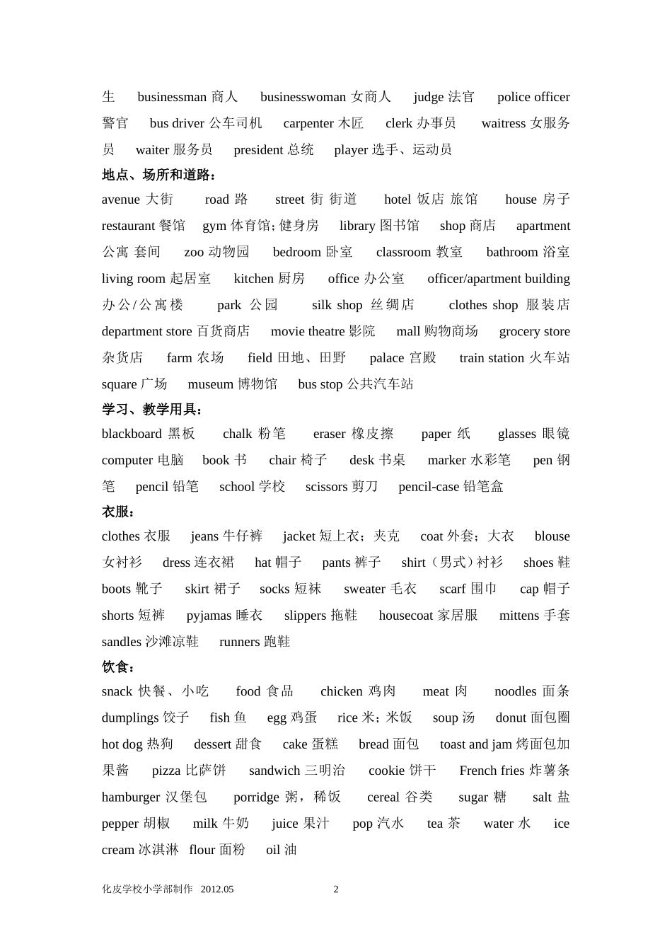 冀教版小学英语复习资料1_第2页