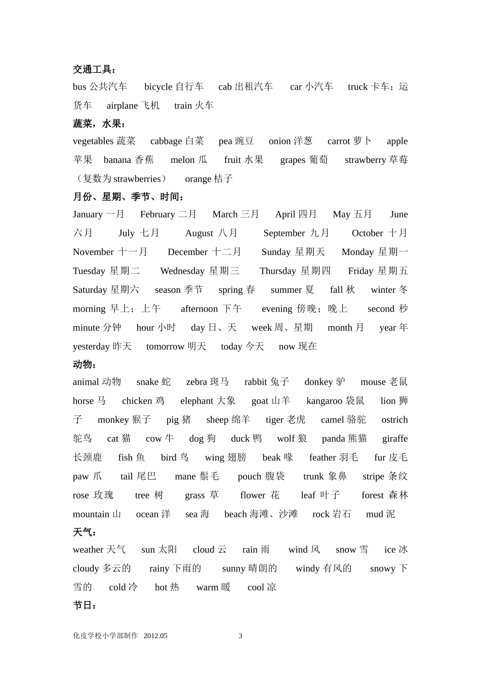 冀教版小学英语复习资料1_第3页