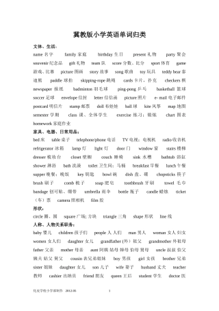 冀教版小学英语复习资料1