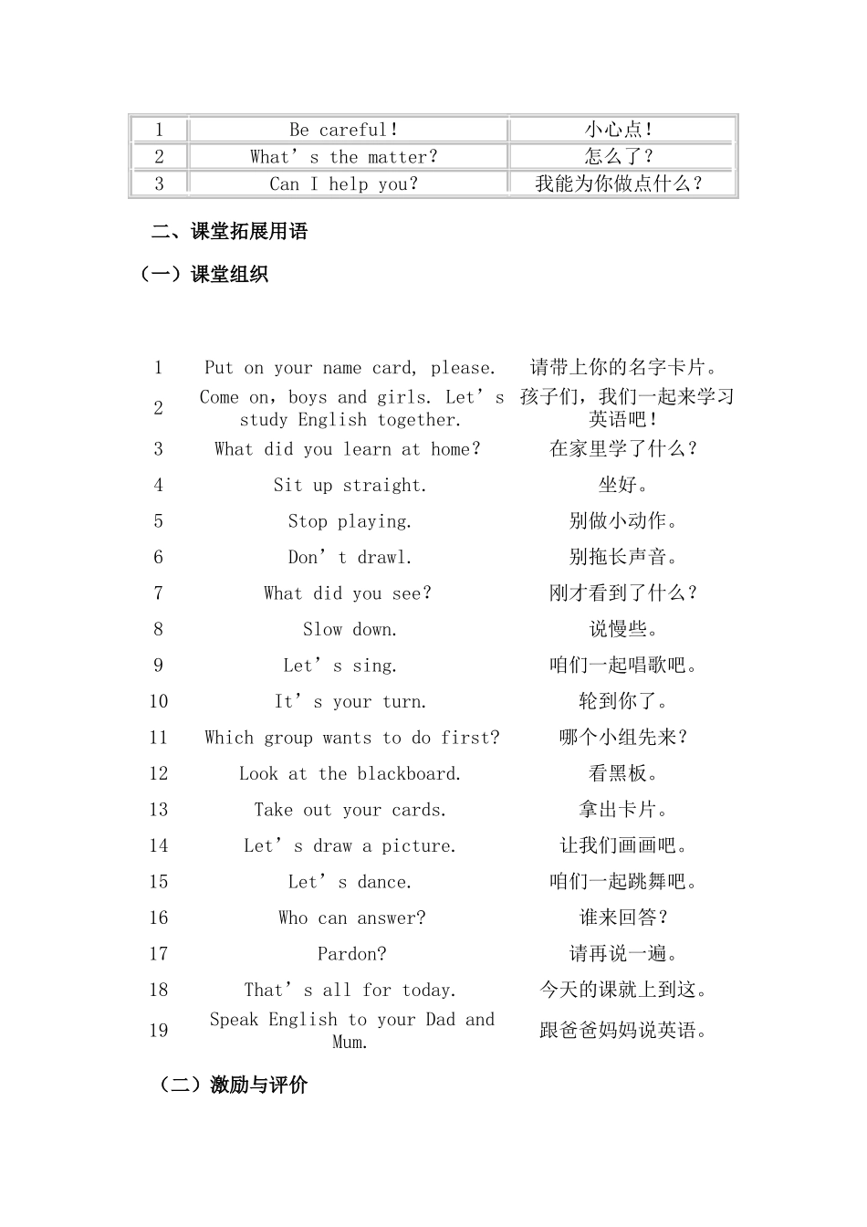 小学英语教师常用课堂用语100句_第3页