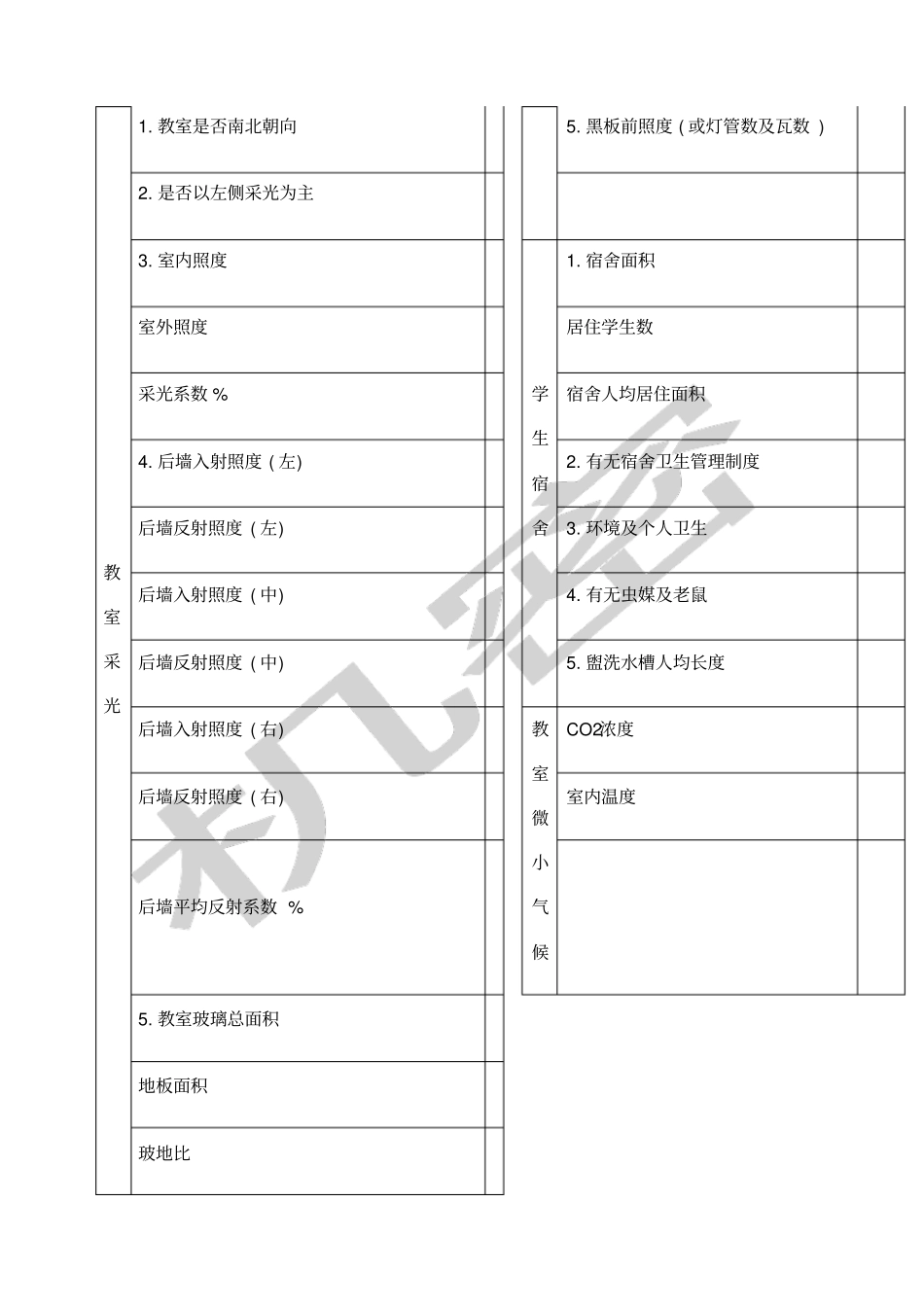 中小学校教室采光照明检测登记表_第2页