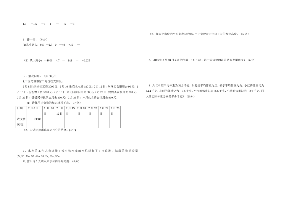 2013年新人教六年级数学下册第一单元测试卷_第2页