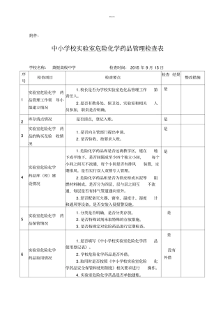 中小学校试验室危险化学药品管理检查表