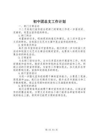 初中团总支工作计划