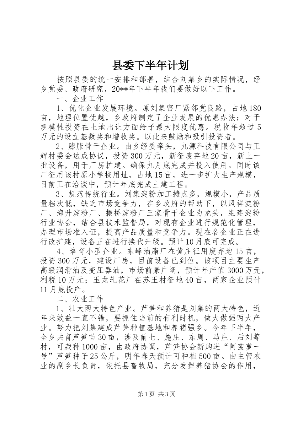 县委下半年计划_第1页