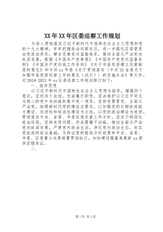 XX年XX年区委巡察工作规划