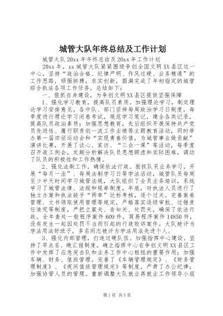 城管大队年终总结及工作计划