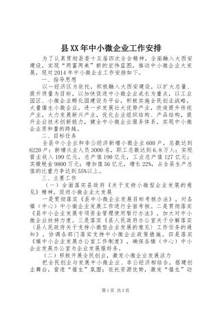 县XX年中小微企业工作安排