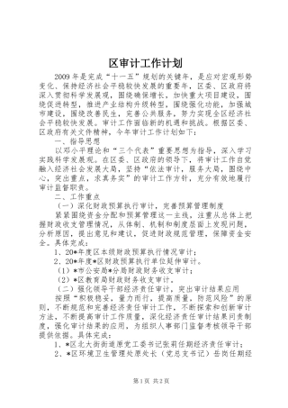 区审计工作计划