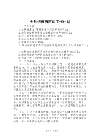 全县结核病防治工作计划