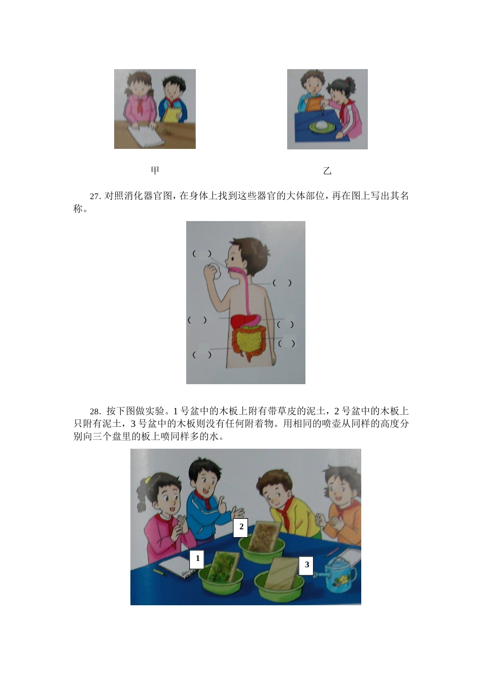 湘版科学六年级上册段考试卷_第3页