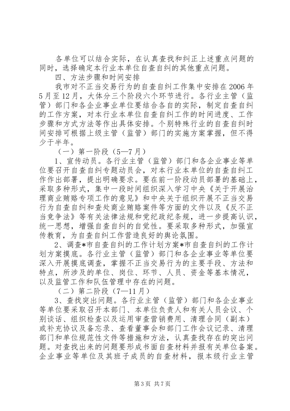 X市自查自纠的工作计划方案_第3页