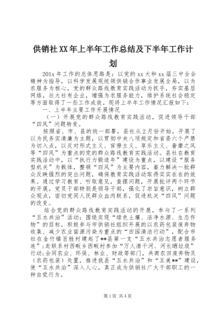 供销社XX年上半年工作总结及下半年工作计划