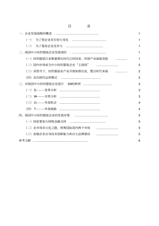 中小纺织服装企业发展战略研究