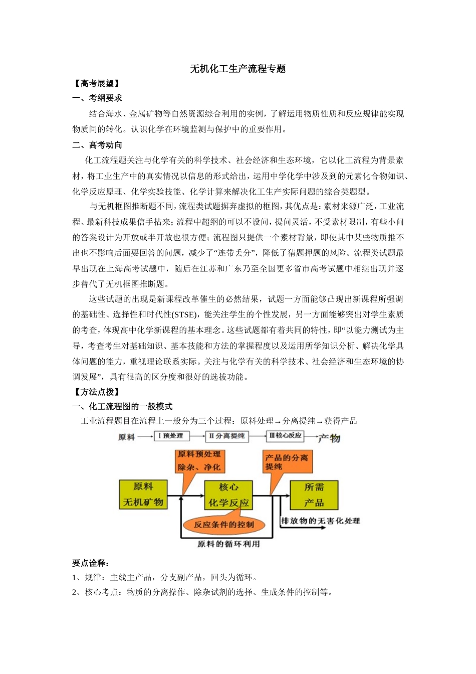 2018高考化学二轮复习《无机化工生产流程》专题_第1页