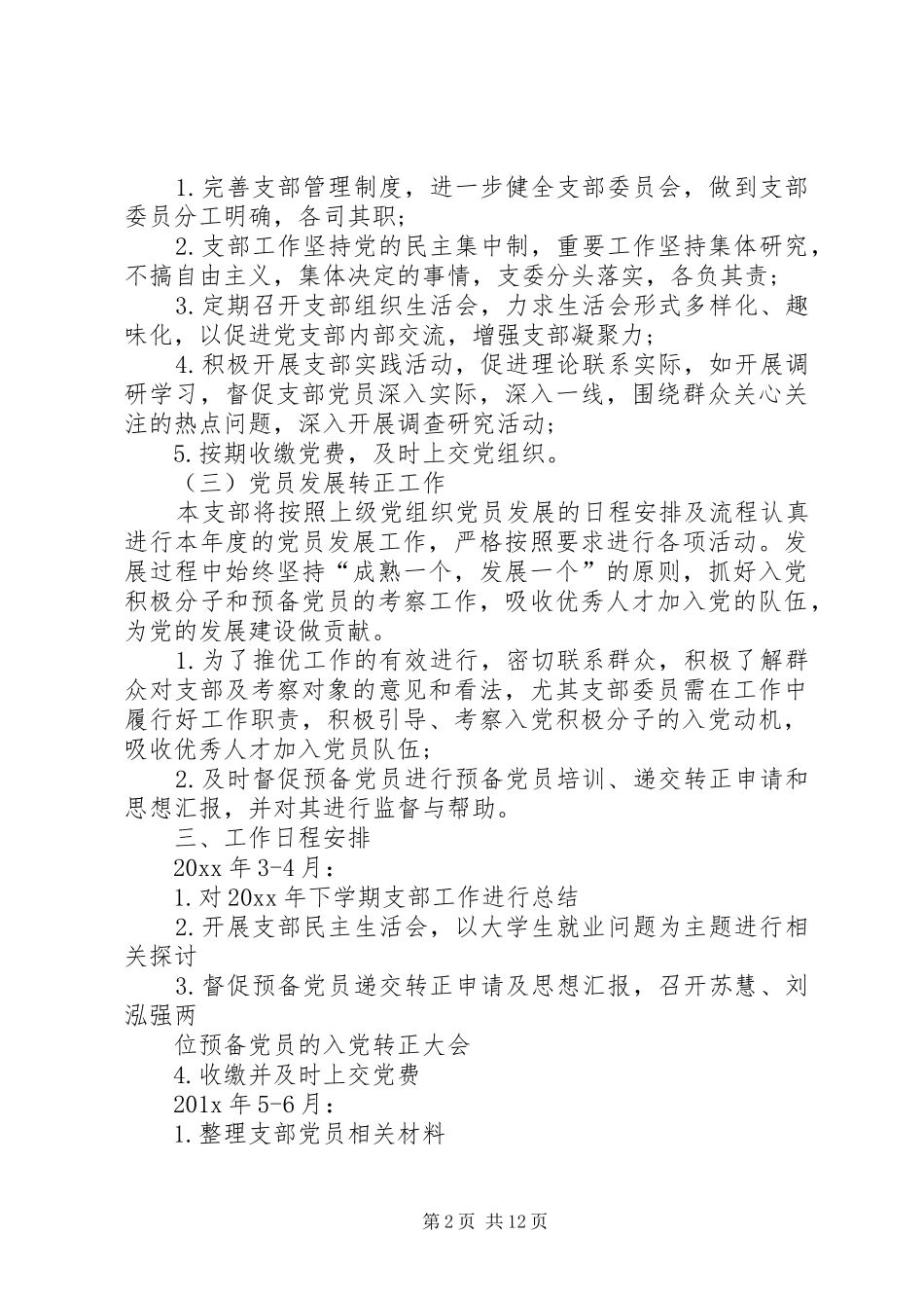 XX年党委工作计划例文_第2页