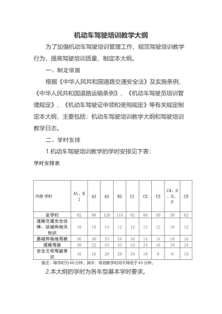 机动车驾驶培训教学大纲