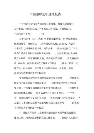 中层副职述职述廉报告