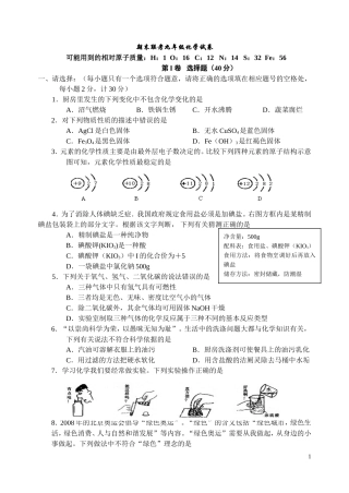 泰州市四所示范初中期末联考九年级化学试卷
