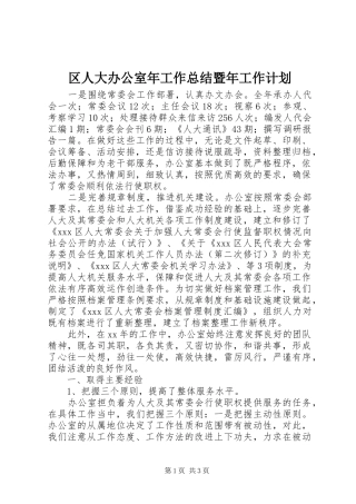 区人大办公室年工作总结暨年工作计划_1