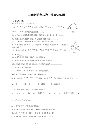三角形的角与边  提高训练题