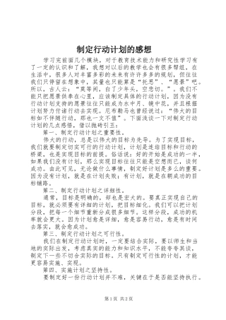 制定行动计划的感想