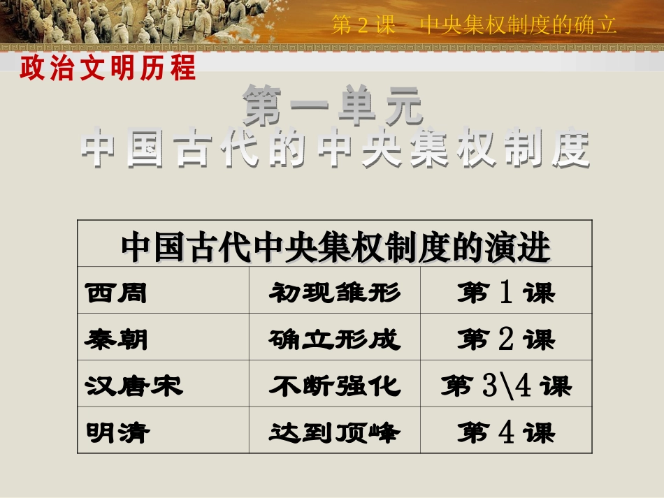 必修一第二课大一统与秦朝中央集权制度的确立_第1页