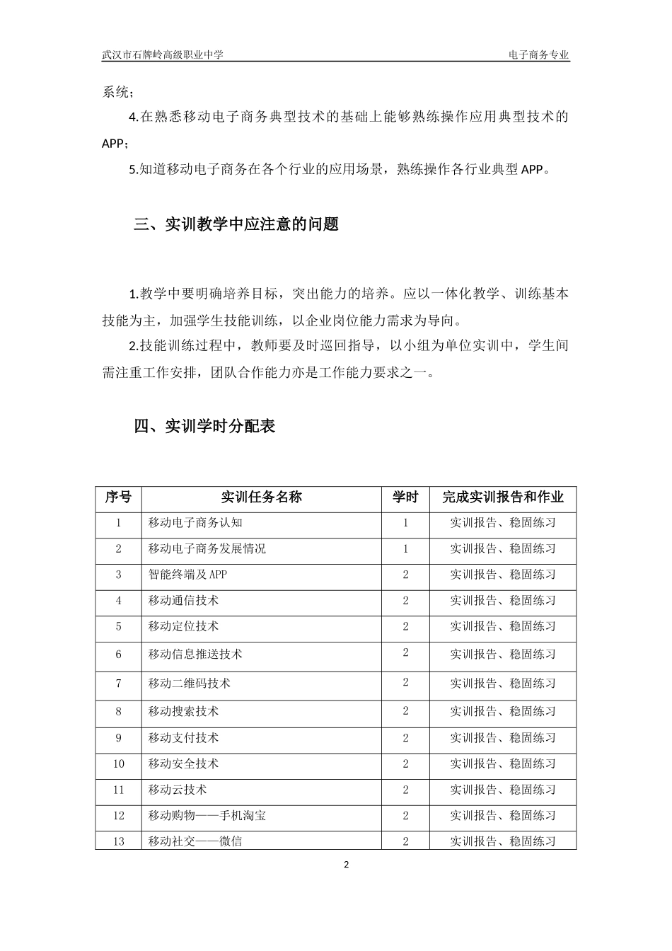 《移动电子商务基础》实训大纲_第2页