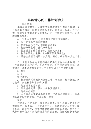 县酒管办的工作计划范文