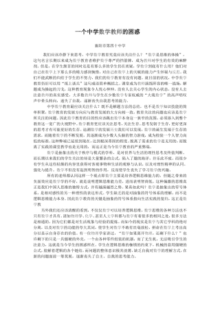 一个中学数学教师的困惑