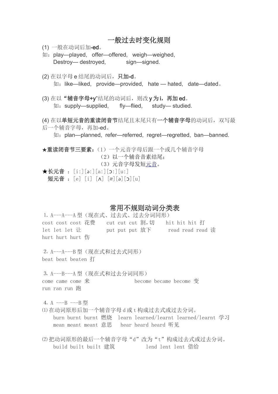 一般过去时变化规则_第1页