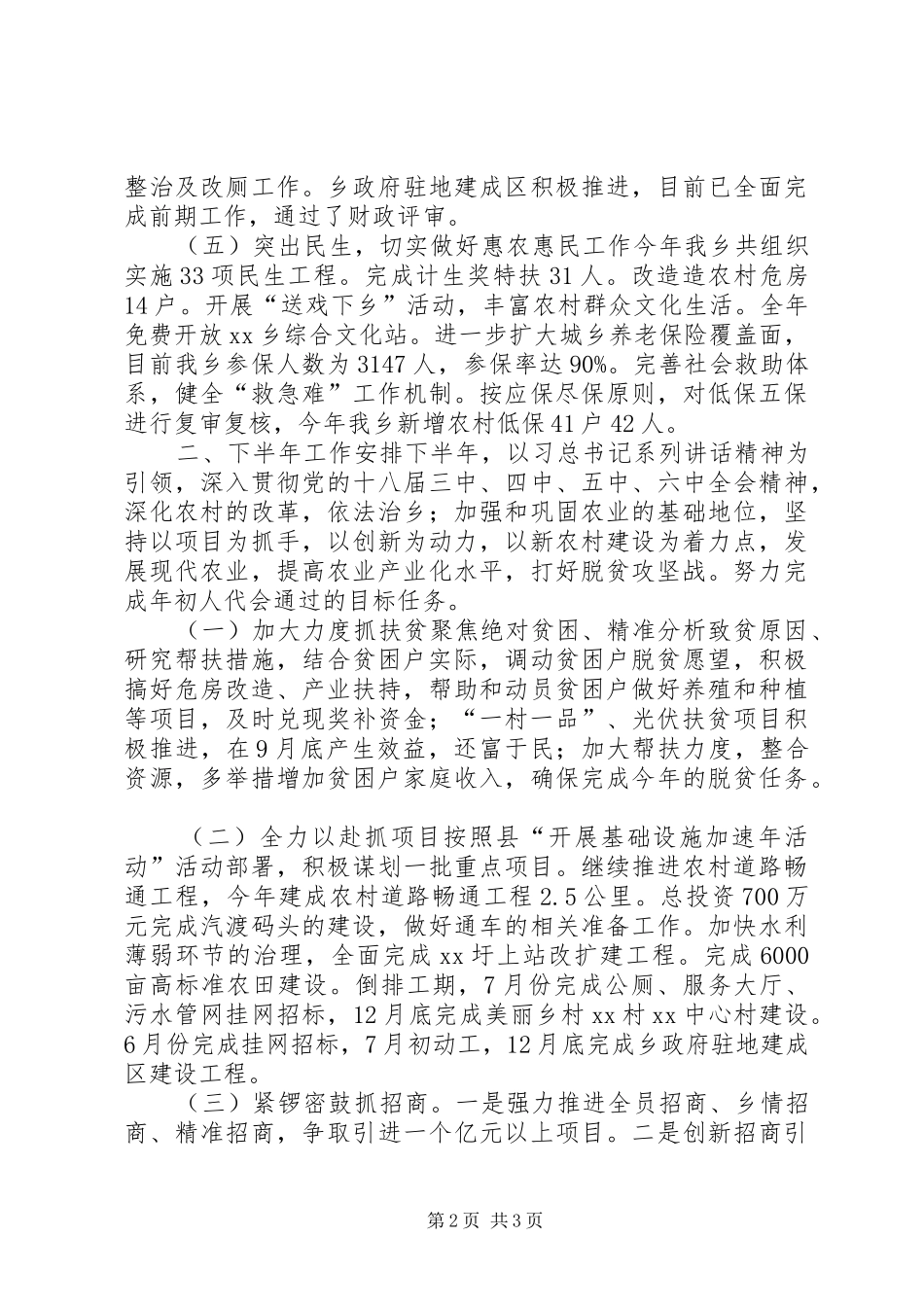乡村XX年上半年工作总结和下半年工作安排_第2页