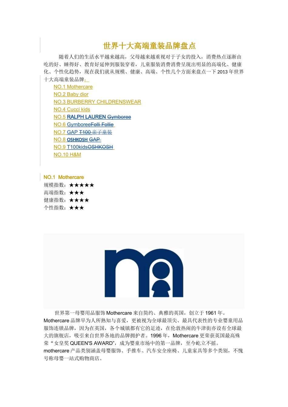 世界十大高端童装品牌盘点(多图)_第1页