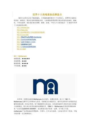 世界十大高端童装品牌盘点(多图)