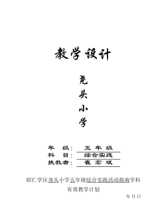 三秦出版社五年级上册《综合实践》教案