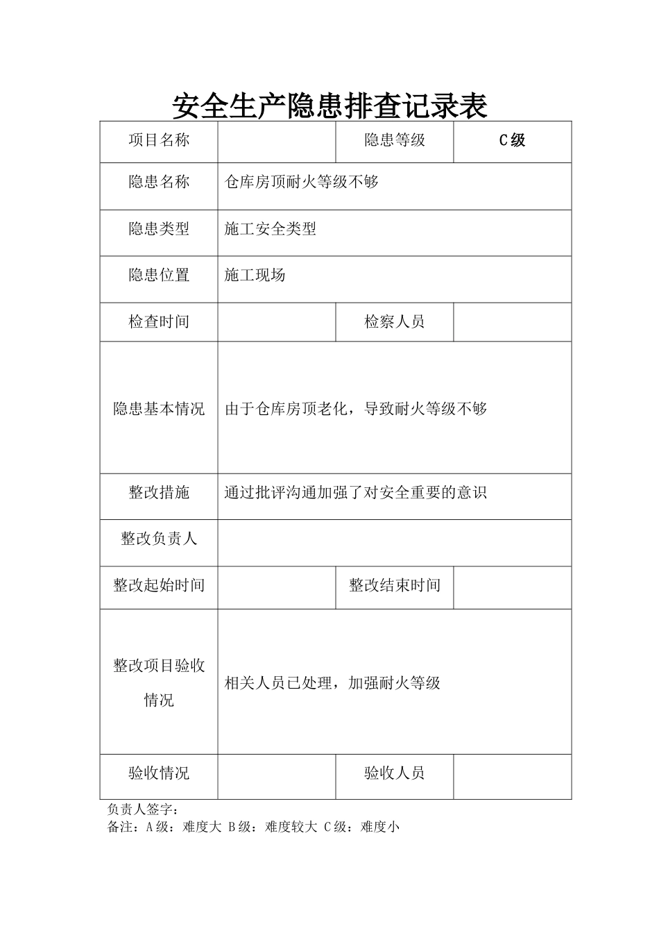 安全隐患排查记录表_第2页