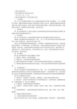 上海市农村集体资产产权界定暂行办法