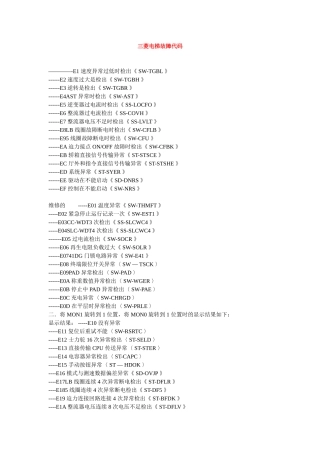 三菱电梯故障代码