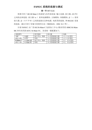 FANUC 0I系统的连接与调试