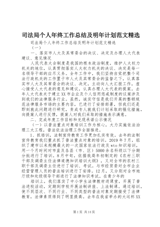 司法局个人年终工作总结及明年计划范文精选
