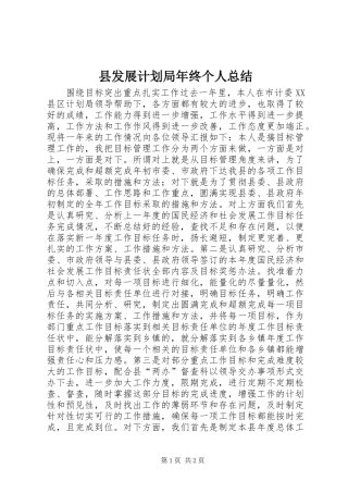 县发展计划局年终个人总结