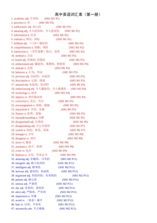 高中英语词汇表（第一册） (2)